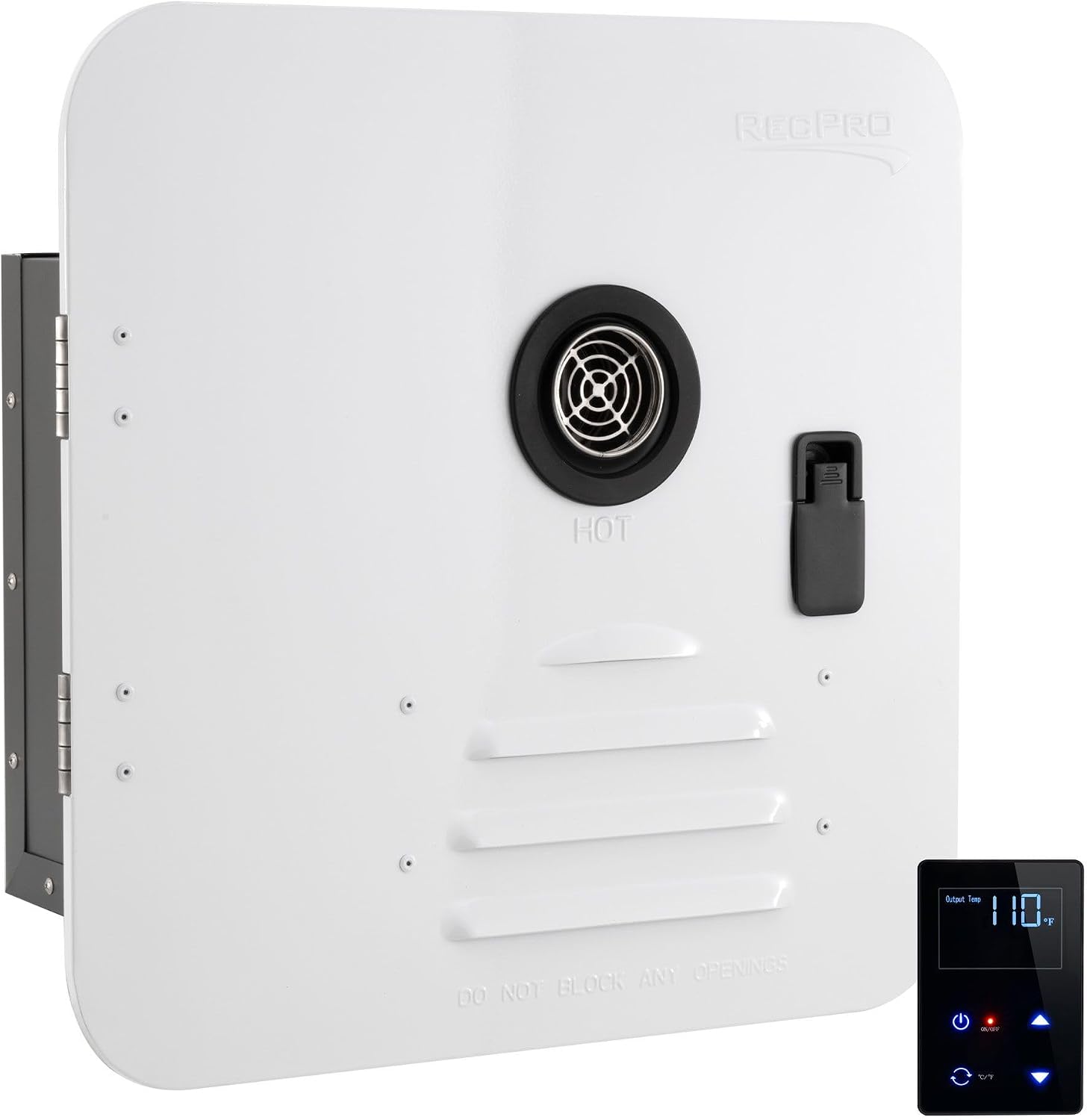 RecPro RV Tankless On Demand Hot Water Heater | 42,000 BTU Gas Water Heater | Remote Control Included (18″ x 18″ Door Size, White)