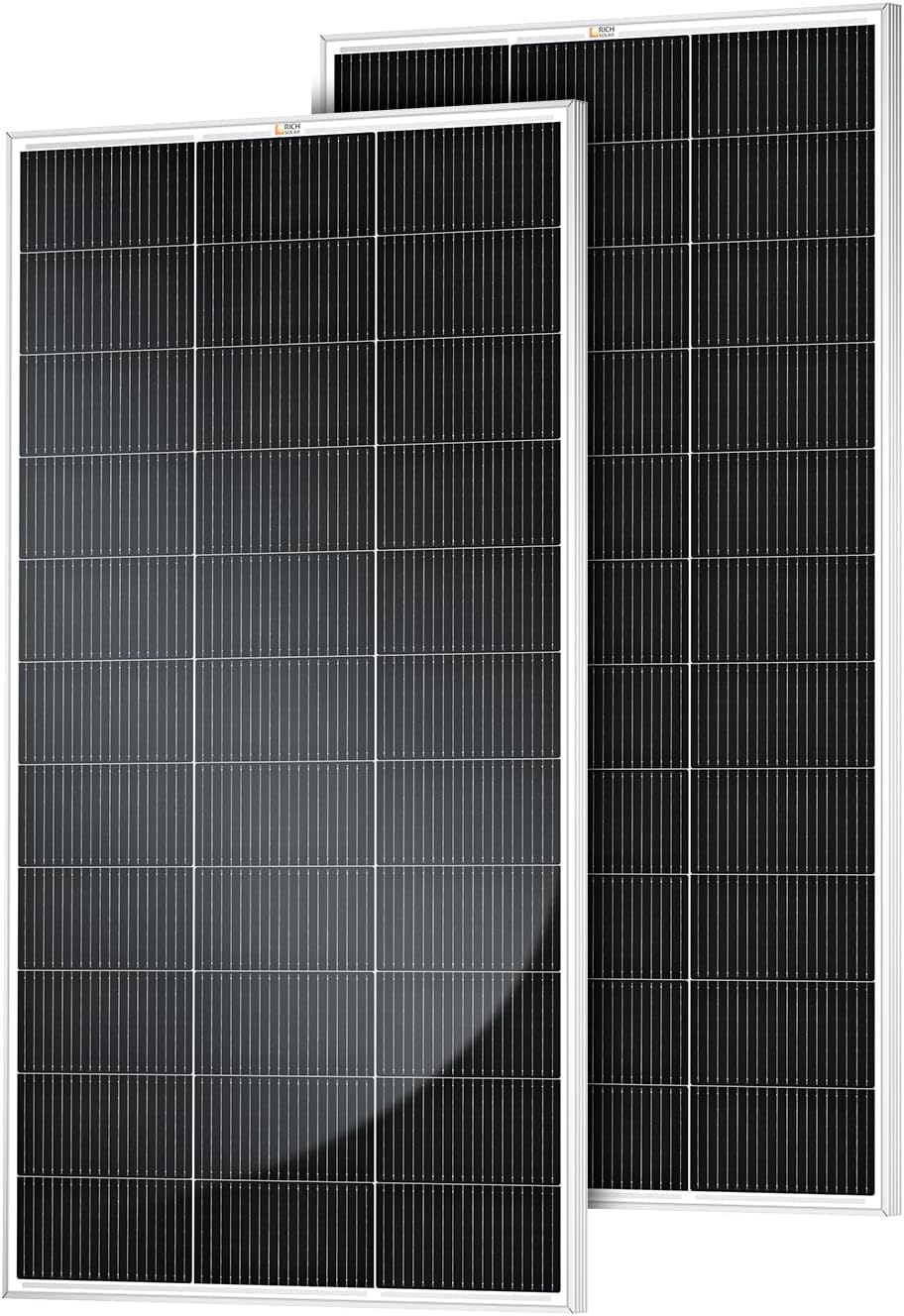 RICH SOLAR 300W 12V Monocrystalline Solar Panel, 2 Pack 150W 18BB High Efficiency Modules for RV Boat Marine Cabin Off-Grid Battery