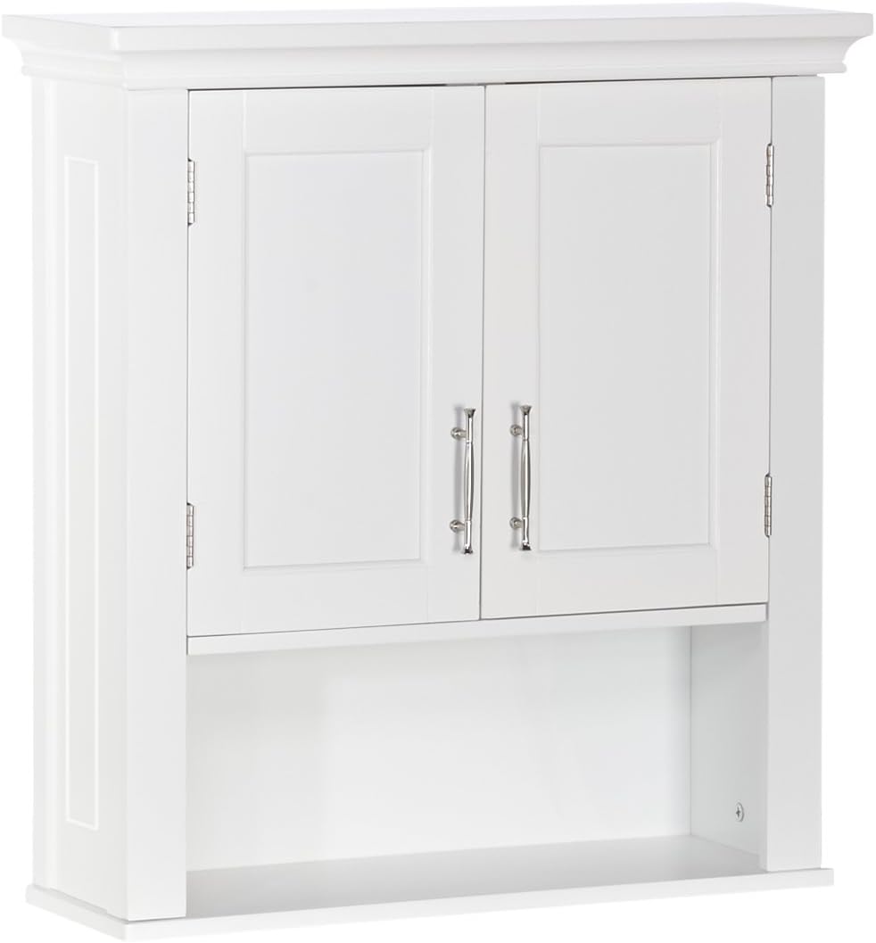 RiverRidge Somerset Two-Door Bathroom Storage, White Wall Cabinet, White