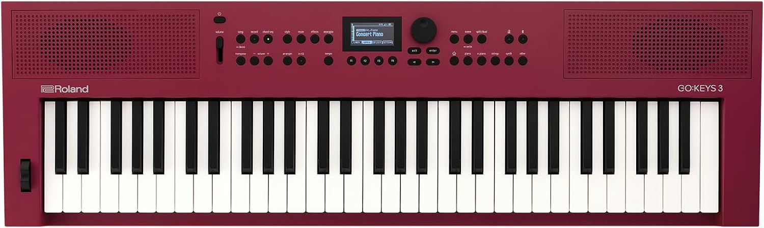 Roland GO:KEYS 3, 61-Key Music Creation Keyboard with Stereo Speakers, Bluetooth Audio/MIDI – Dark Red