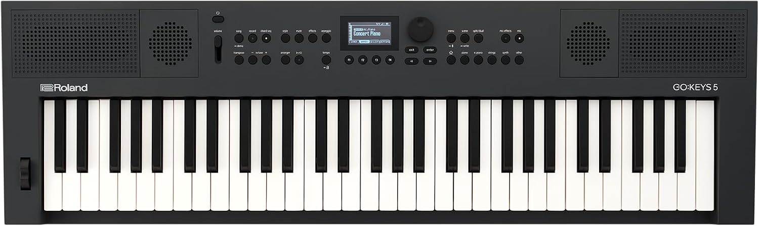 Roland GO:KEYS 5, 61-Key Music Creation Keyboard with Stereo Speakers, Mic Input, Bluetooth Audio/MIDI – Graphite