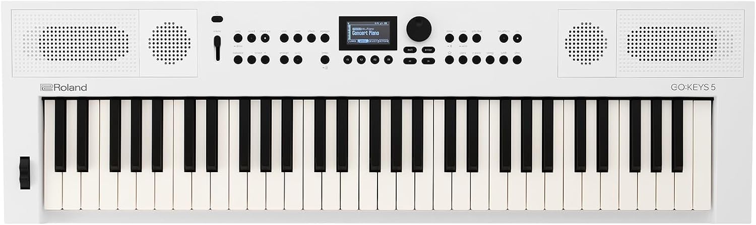 Roland GO:KEYS 5, 61-Key Music Creation Keyboard with Stereo Speakers, Mic Input, Bluetooth Audio/MIDI – White