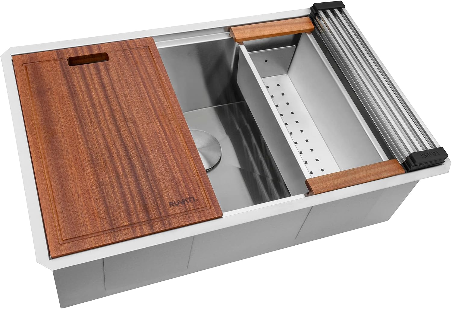 Ruvati RVH8300 32-inch Workstation Undermount 16 Gauge Stainless Steel Kitchen Sink Single Bowl