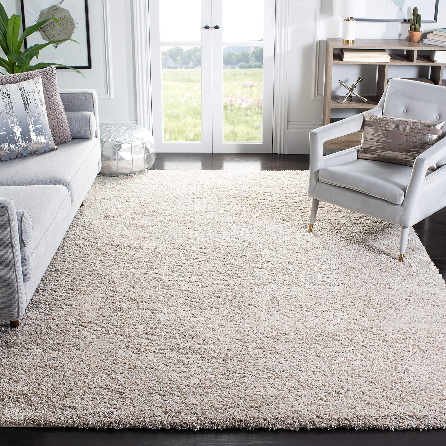 SAFAVIEH California Shag 8’6″ x 12′ Beige Area Rug – 2″ Thick Plush, Non-Shedding, Easy Care for High Traffic Living Room, Bedroom
