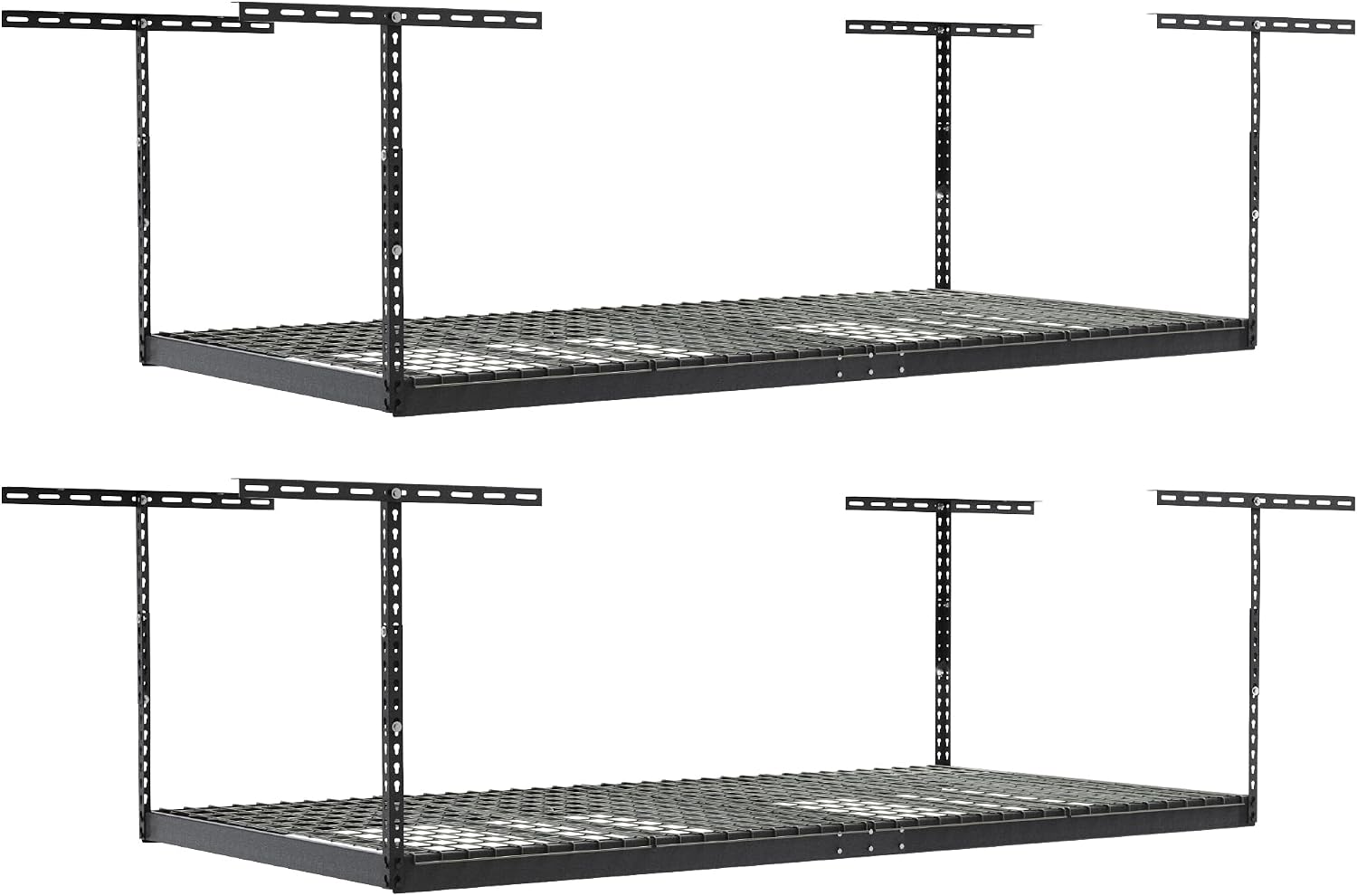 SafeRacks 4×8 Overhead Garage Rack (2-Pack) – Ceiling Storage, 600 lb Capacity, Adjustable 18–33” Height, Heavy Duty, Hammertone