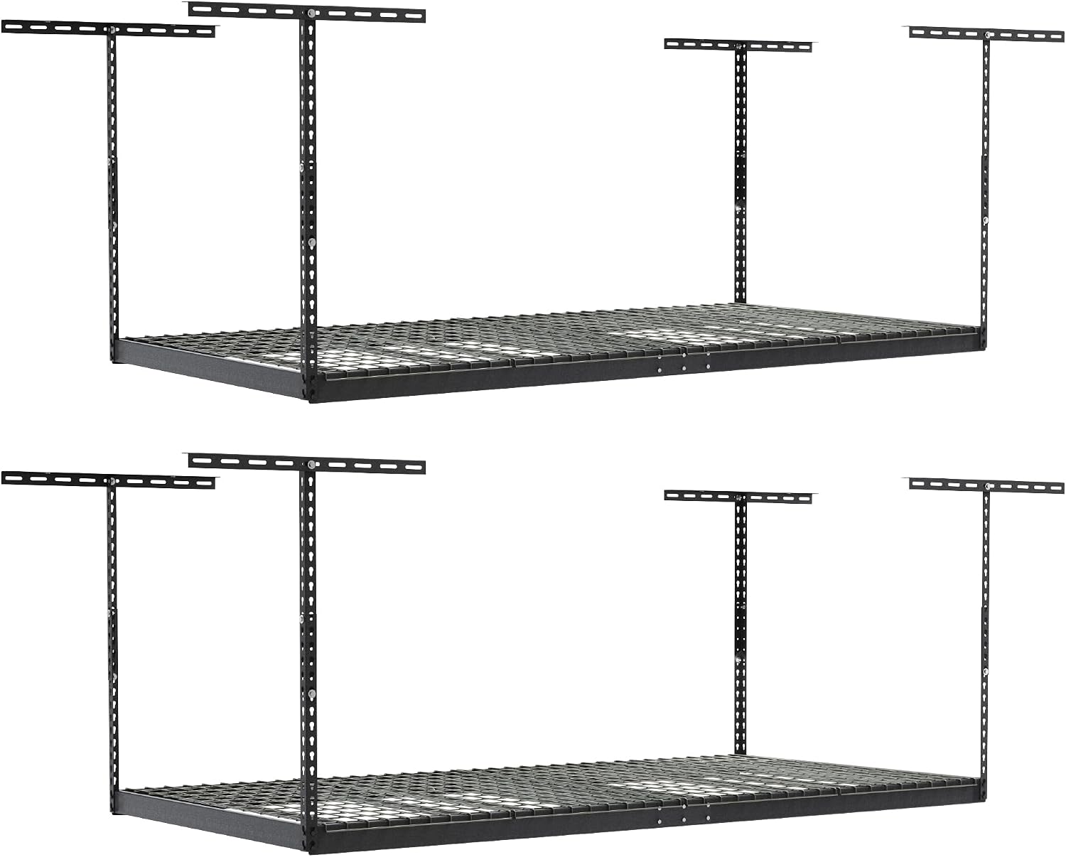 SafeRacks Overhead Storage Rack, Heavy Duty 600 lb Capacity, Adjustable Garage Ceiling Mount Hammertone 24″-45″, 2 Pack