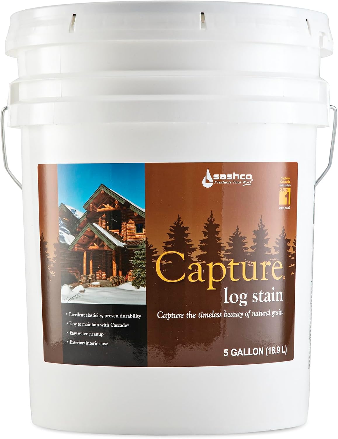 Sashco Capture Capture Log Stain, 5 Gallon Pail, Mahogany (Pack of 1)