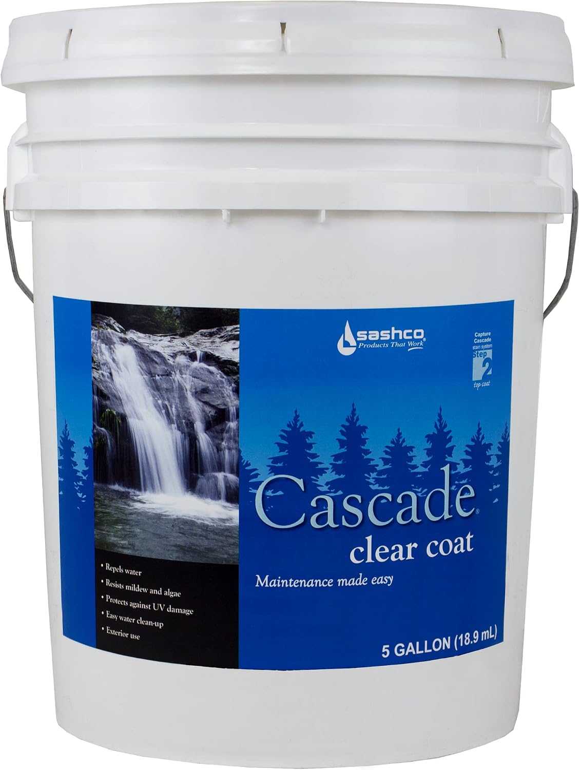 Sashco Cascade Top Coat, 5 Gallon Pail, Clear Semi-Gloss (Pack of 1)
