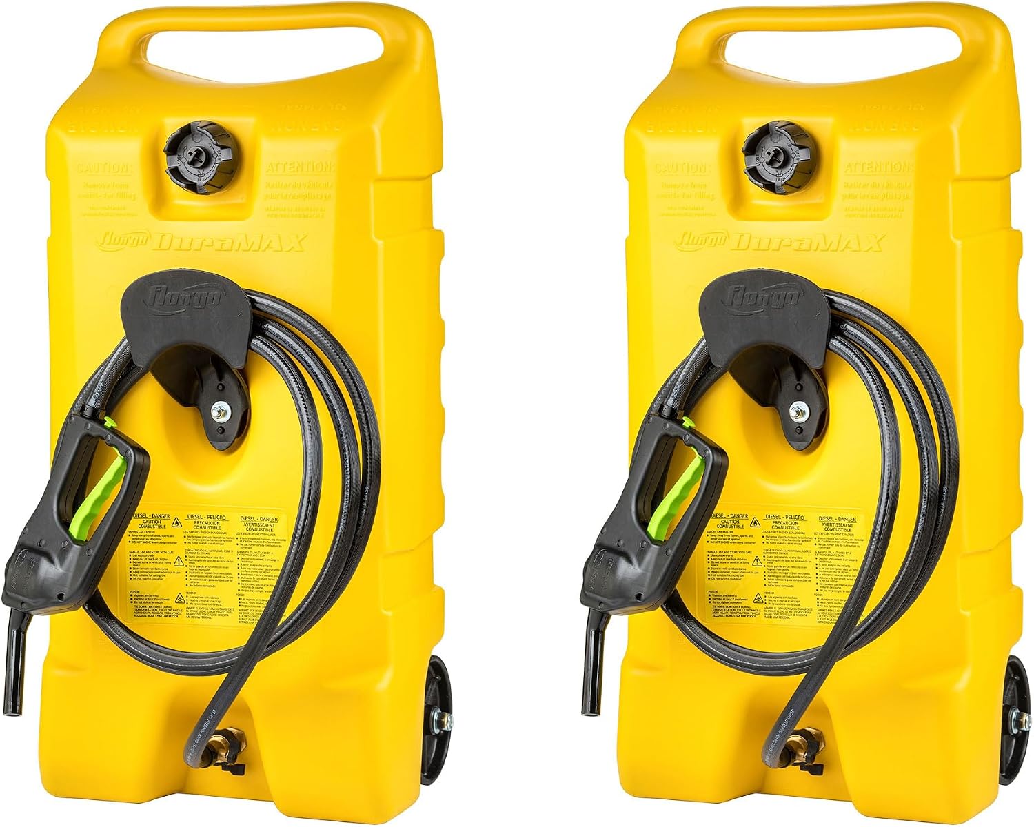 Scepter Flo N Go Duramax 14 Gallon Portable Diesel Gas Fuel Tank Container Caddy, 2 Pack, Yellow