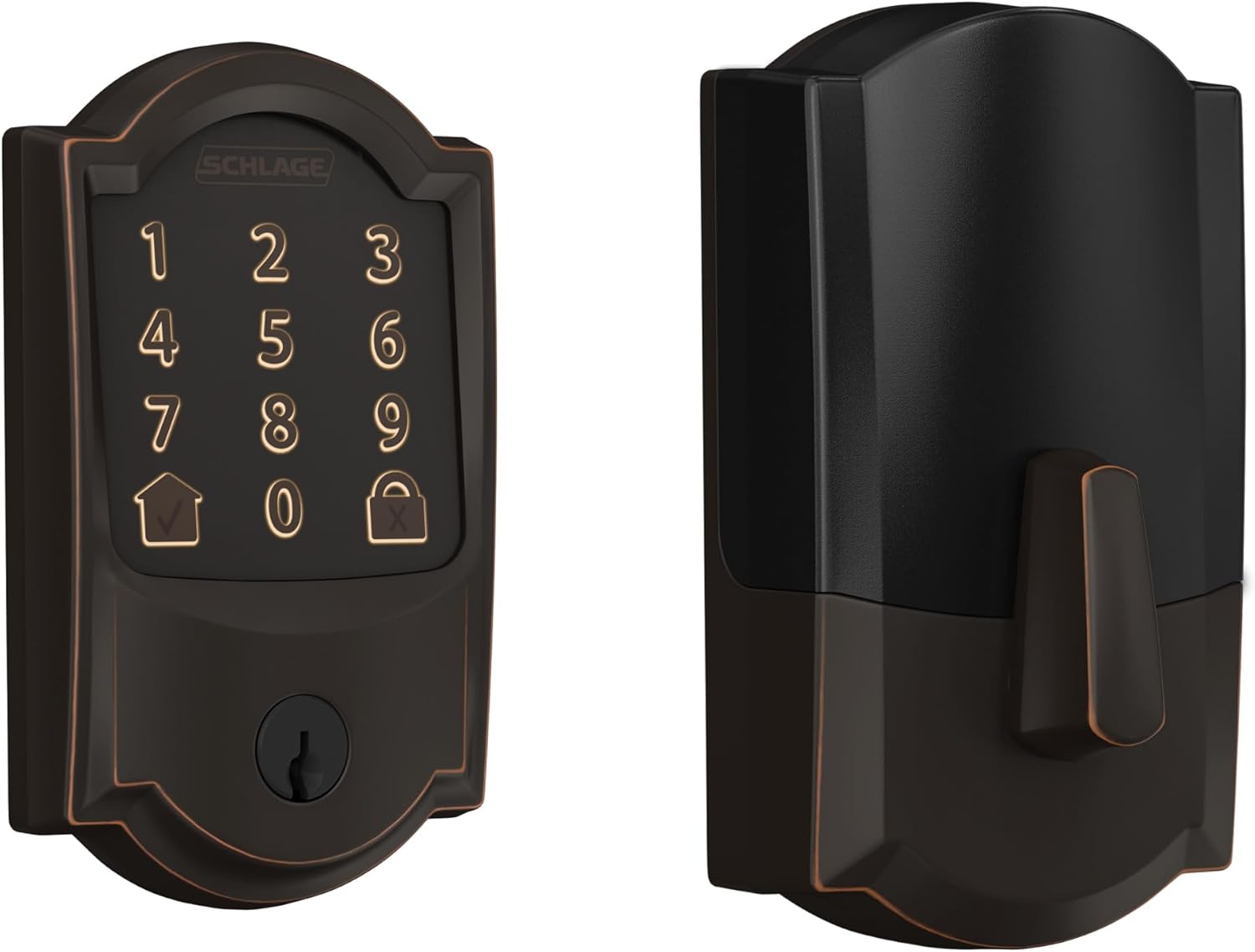 Schlage Encode Camelot Aged Bronze Smart Wi-Fi and Bluetooth Touchscreen Keypad Electronic Deadbolt Lock
