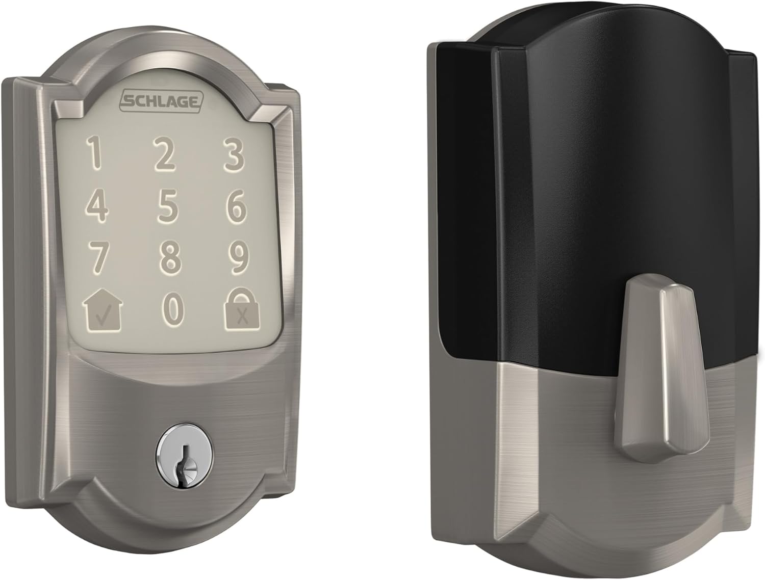 Schlage Encode Camelot Satin Nickel Smart Wi-Fi and Bluetooth Touchscreen Keypad Electronic Deadbolt Lock
