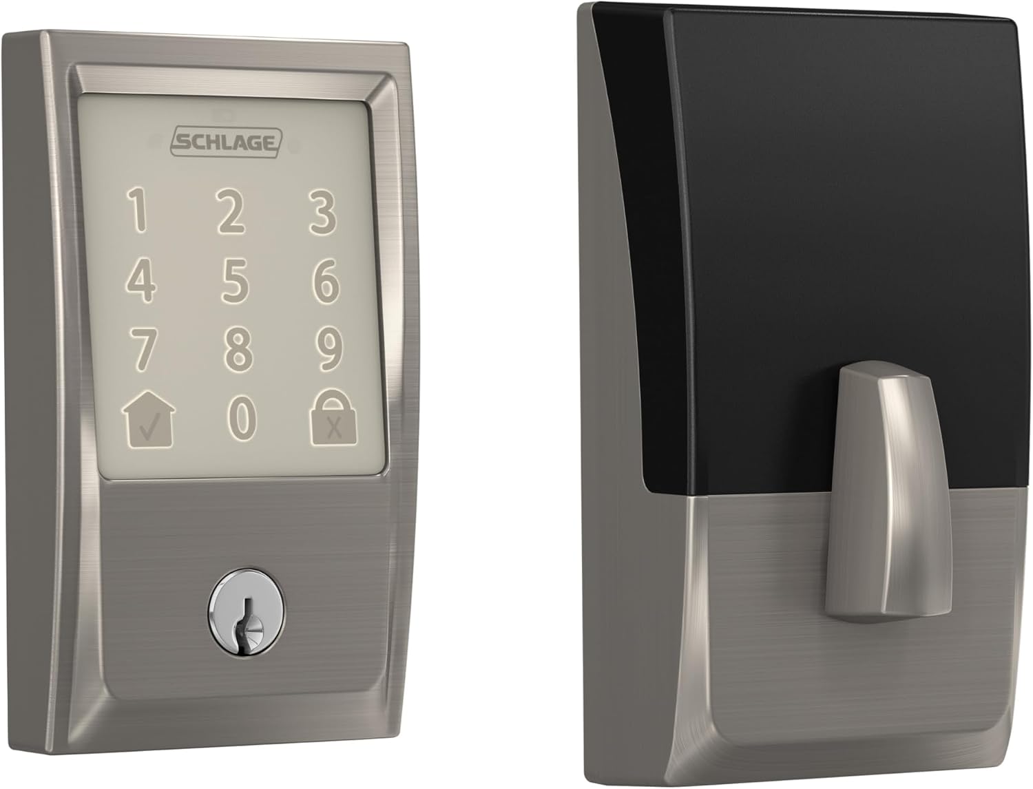 Schlage Encode Customizable Keying Century Satin Nickel Smart Wi-Fi and Bluetooth Touchscreen Keypad Electronic Deadbolt Lock
