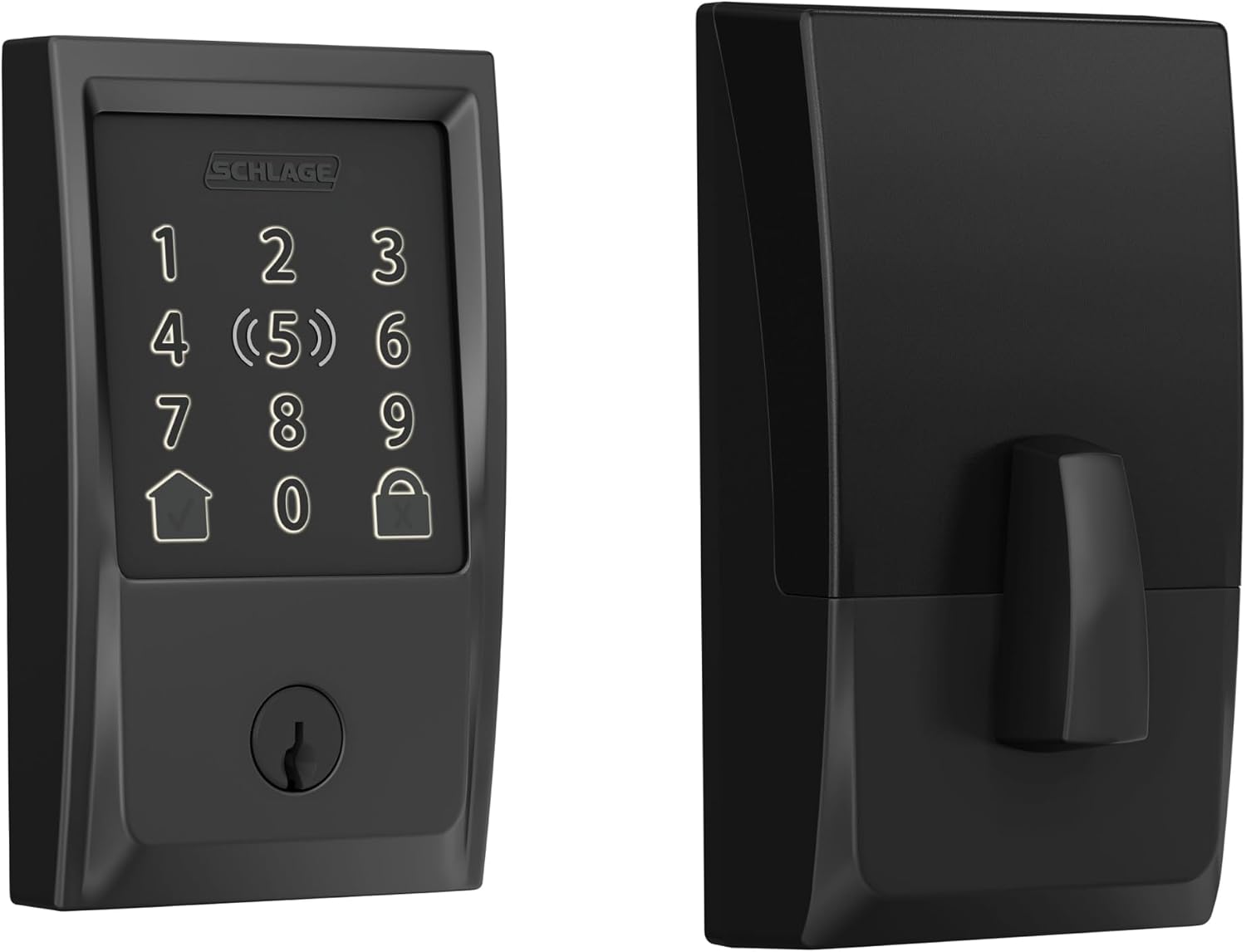 Schlage Encode Plus Century Matte Black Smart Wi-Fi and Bluetooth Touchscreen Keypad Electronic Deadbolt Lock