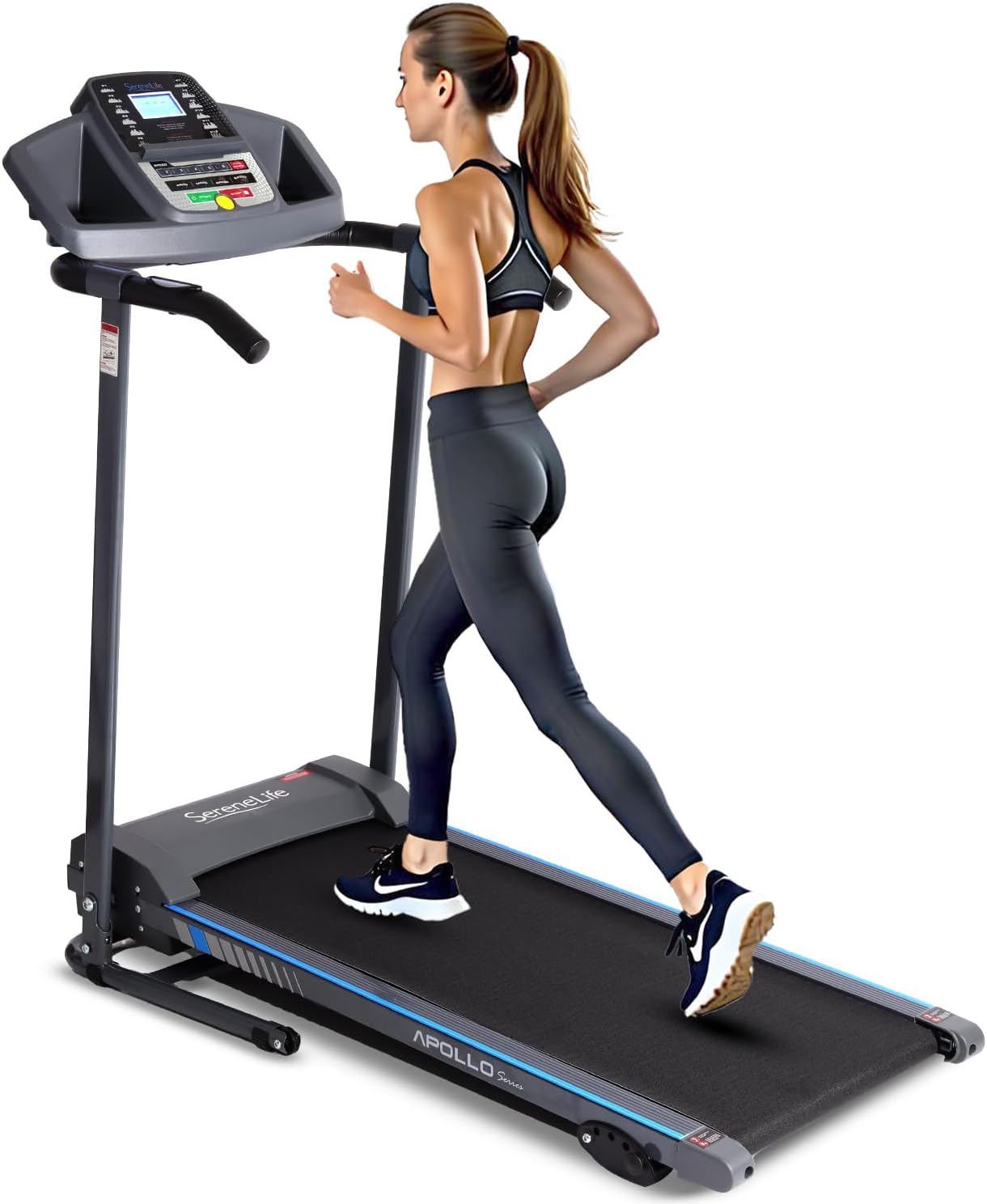 SereneLife Electric Folding Treadmill SLFTRD20 – Compact Fitness Machine with Bluetooth, Manual Incline & App Sync for Home Workouts