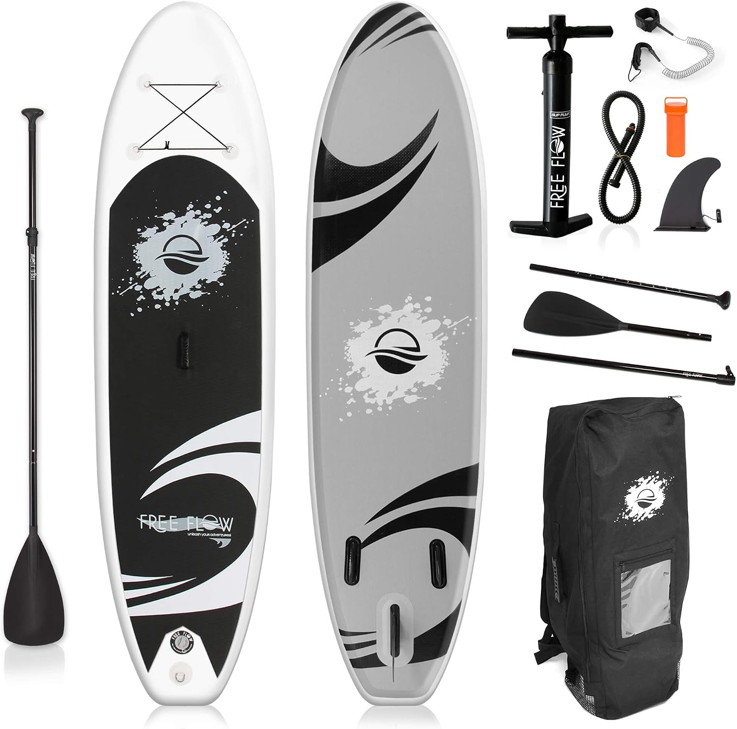 SereneLife Inflatable SUP – Wide, Stable Paddle Board with Non-Slip Deck, Accessories & 350 lbs Capacity for All Skill Levels – Grey