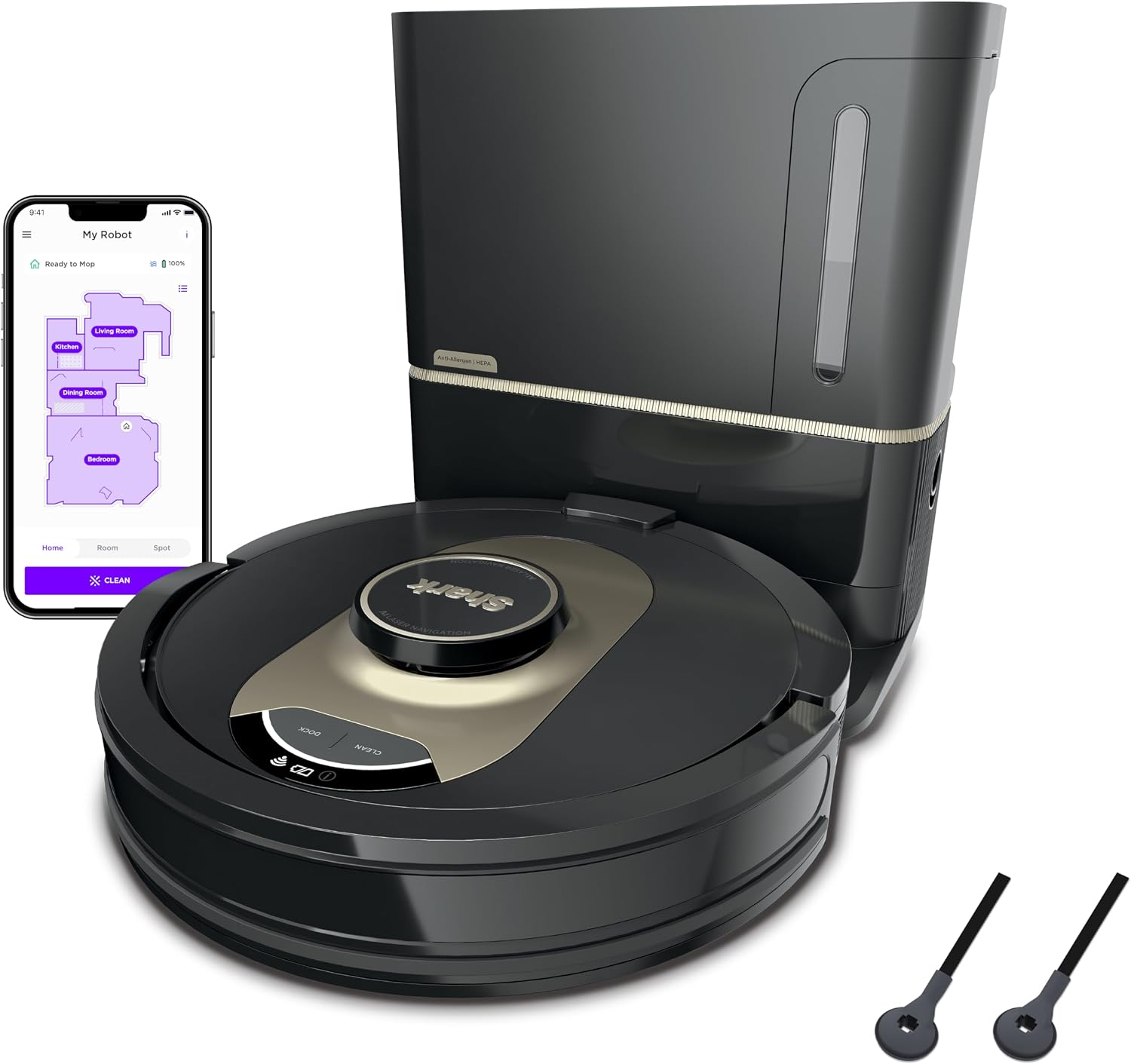Shark AV2501AE Robot Vacuum with XL HEPA Self-Empty Base, 60-Day Bin, LIDAR, Alexa & Wi-Fi, Pet Hair, Carpet & Hard Floors