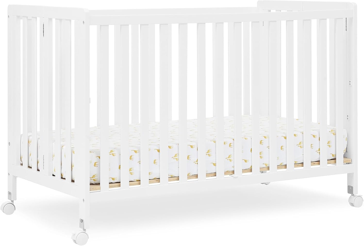 Simmons Kids Aria Full Size Portable Folding Crib – Greenguard Gold Certified, Bianca White