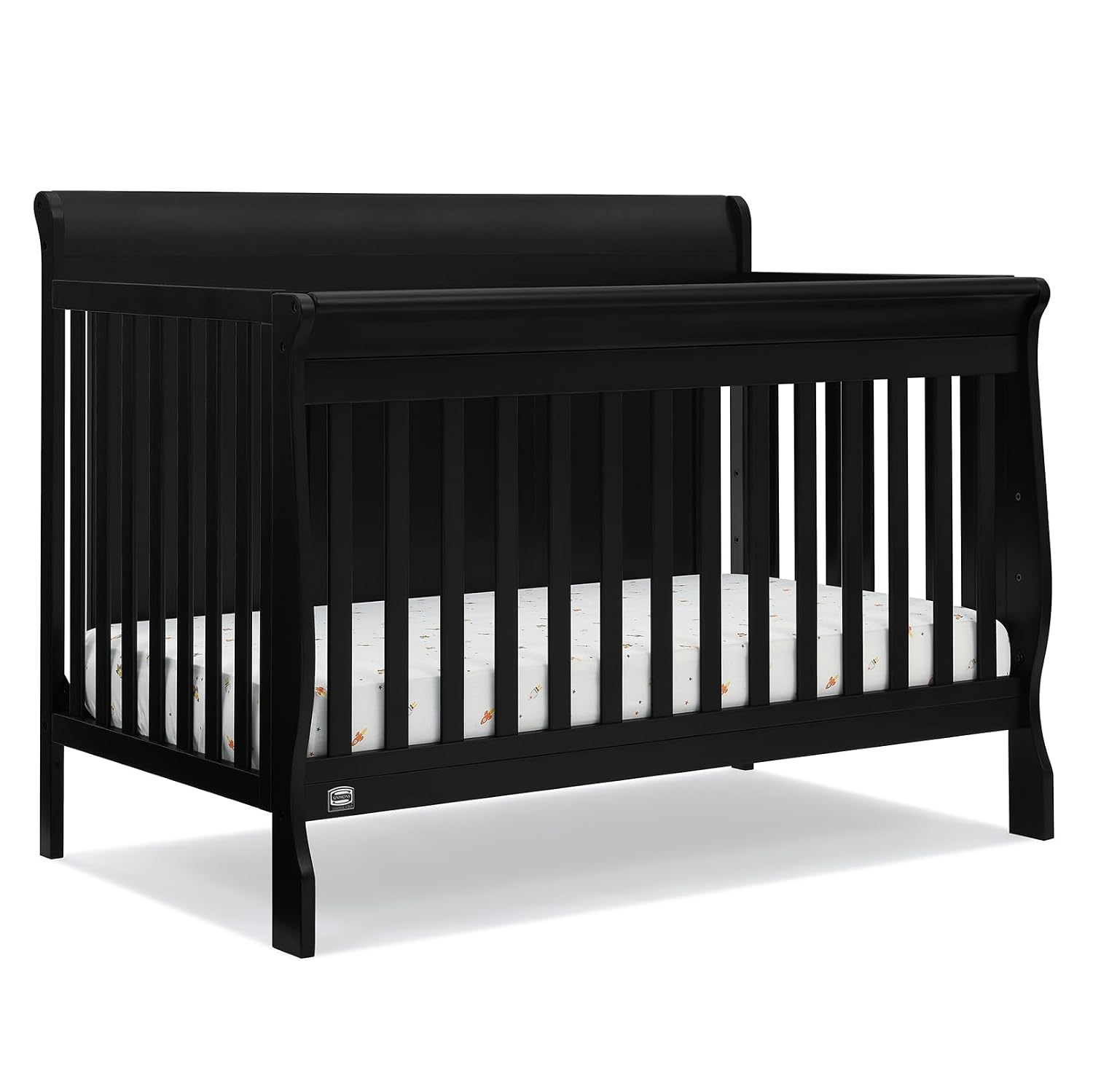 Simmons Kids Carter 6-in-1 Convertible Crib – Greenguard Gold Certified, Black Ebony