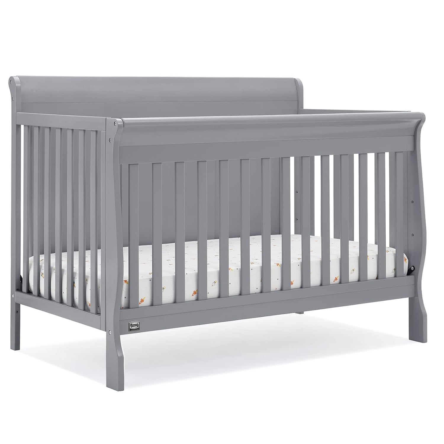 Simmons Kids Carter 6-in-1 Convertible Crib – Greenguard Gold Certified, Grey