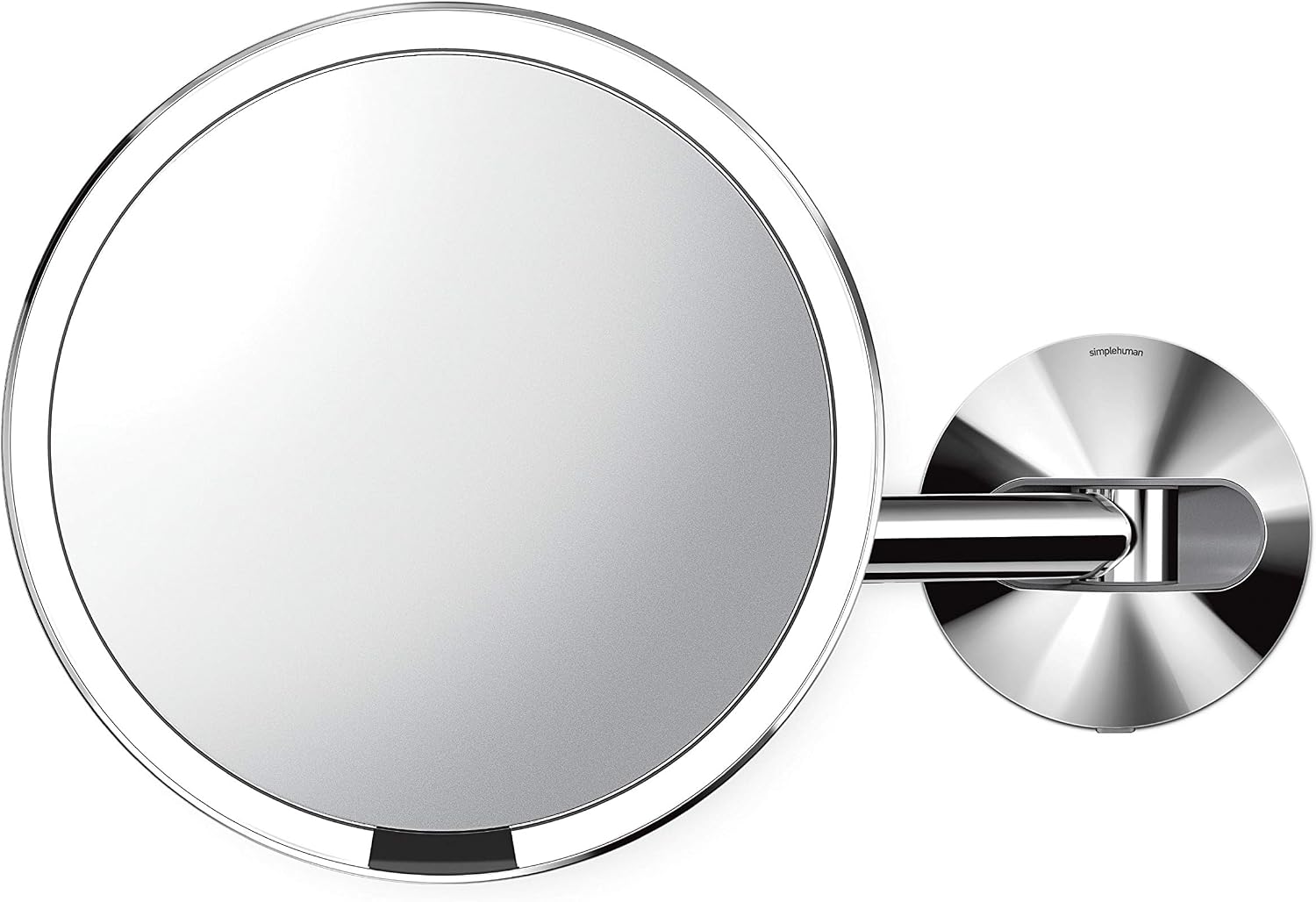 simplehuman 8″ Sensor Makeup Mirror, Wall Mount, 5X Magnification, Hard-Wired (100-240v), Polished Stainless Steel