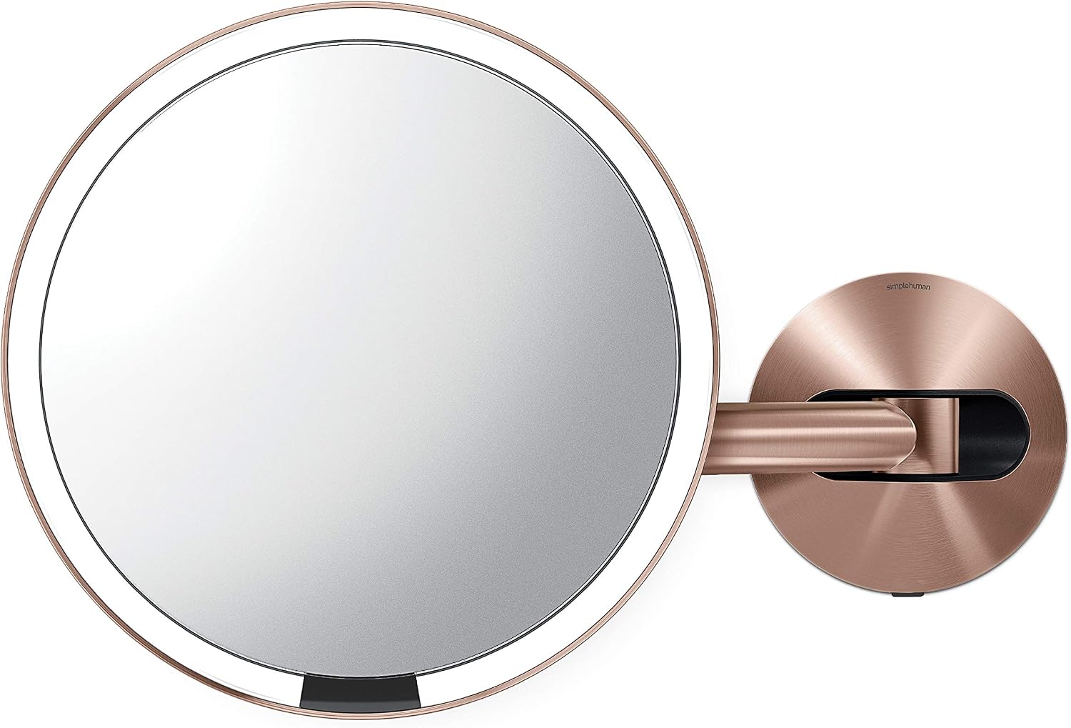simplehuman 8″ Sensor Makeup Mirror, Wall Mount, 5X Magnification, Hard-Wired (100-240v), Rose Gold