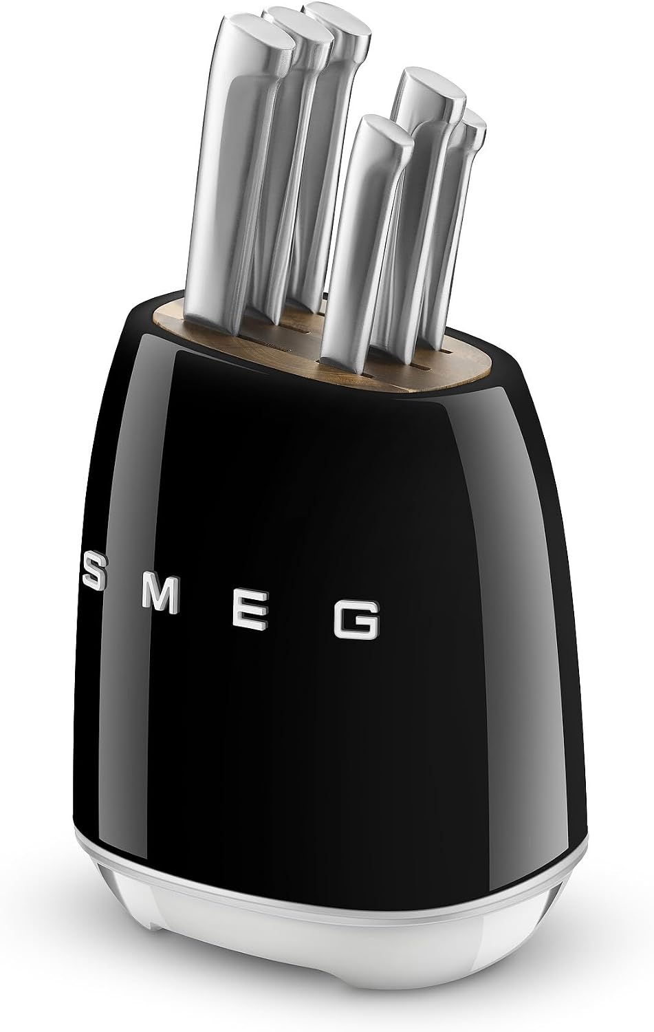 Smeg Black Stainless Steel Knife Block Set – Black