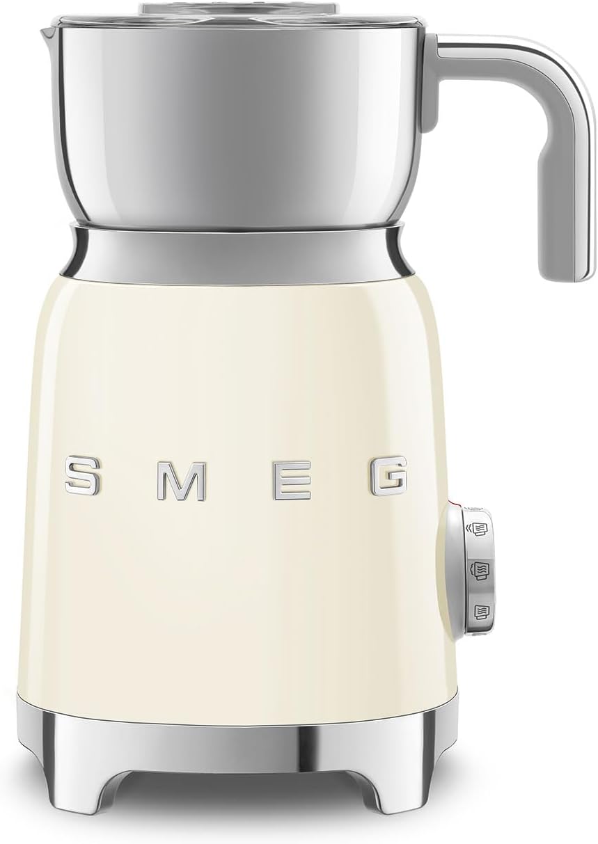 SMEG Retro 50’s Style Milk Frother with 2 Disks 6 Preset Programs Hot or Cold Frothing and Induction Heating (Cream)