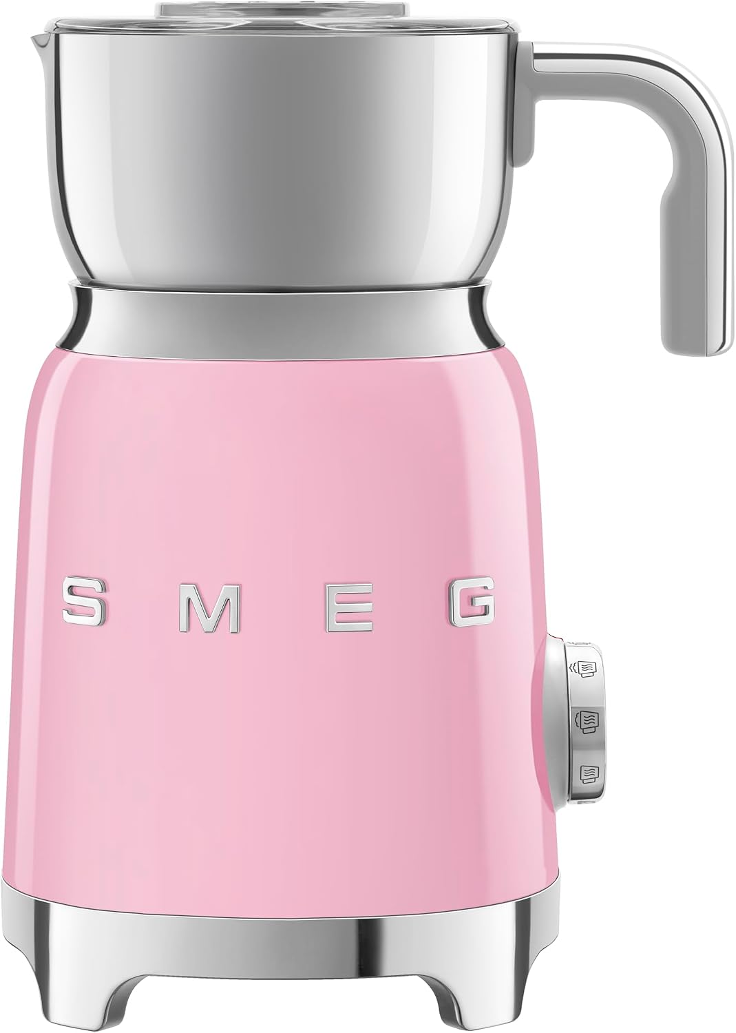 SMEG Retro 50’s Style Milk Frother with 2 Disks 6 Preset Programs Hot or Cold Frothing and Induction Heating (Pink)
