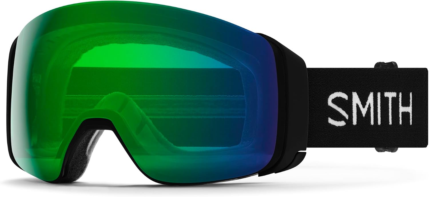 SMITH 4D MAG Snow Goggles with Everyday Lens & BirdsEye Vision, for Men & Women – Black/Everyday Green Mirror/Storm Blue Mirror