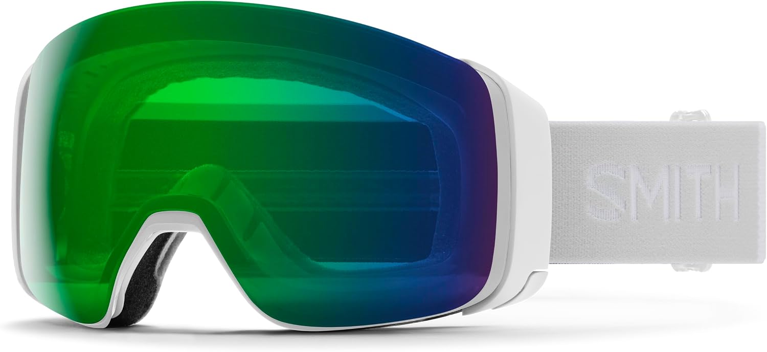 SMITH 4D MAG Snow Goggles with Everyday Lens & BirdsEye Vision, for Men & Women – White Vapor/Everyday Green Mirror/Storm Rose Flash