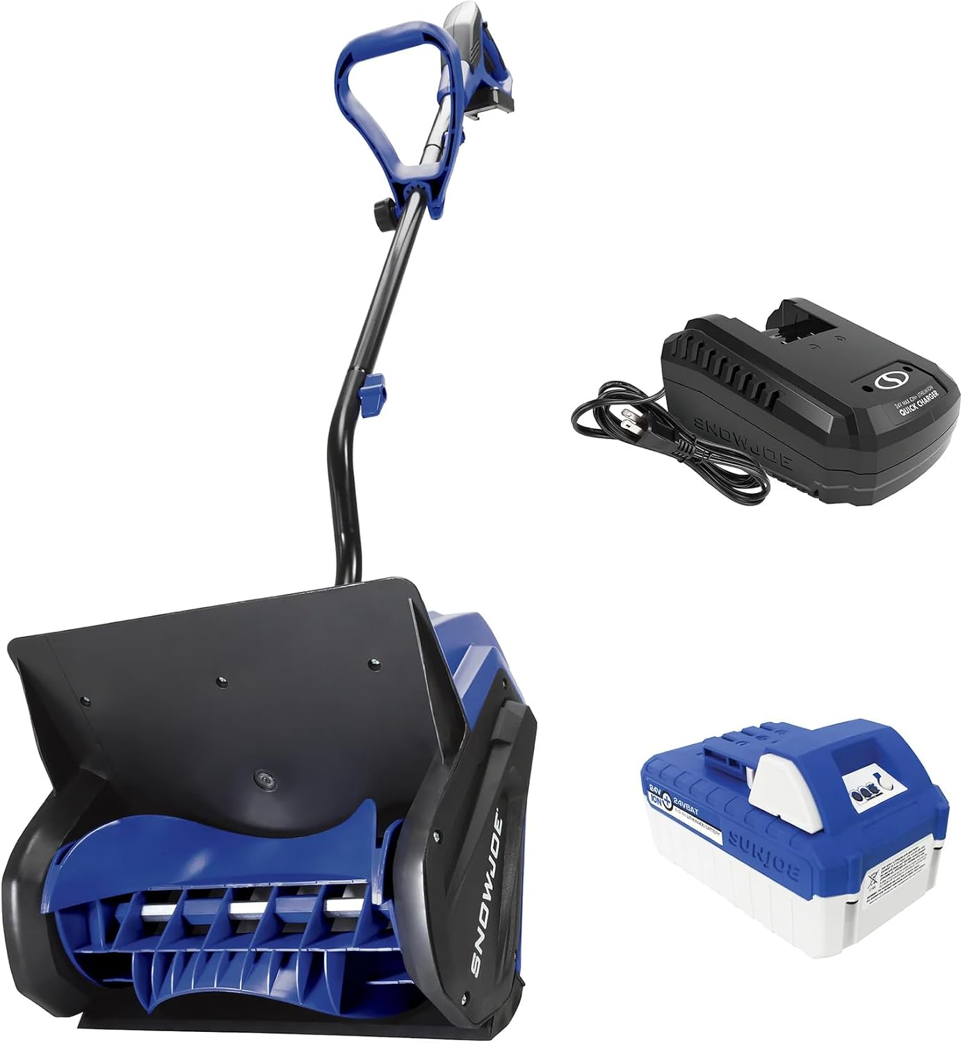 Snow Joe Cordless Snow Shovel Kit for Driveway, 24V 4Ah Electric Equipment w/ Charger, Blue – 24V-SS13