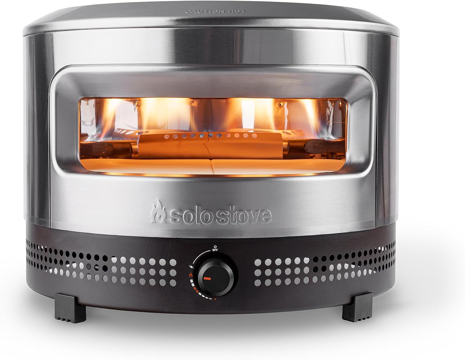 Solo Stove Pi Prime Portable Pizza Oven – Outdoor Propane Gas Oven w/ Stone Surface, Wide Opening, Demi-Dome, Stainless Steel