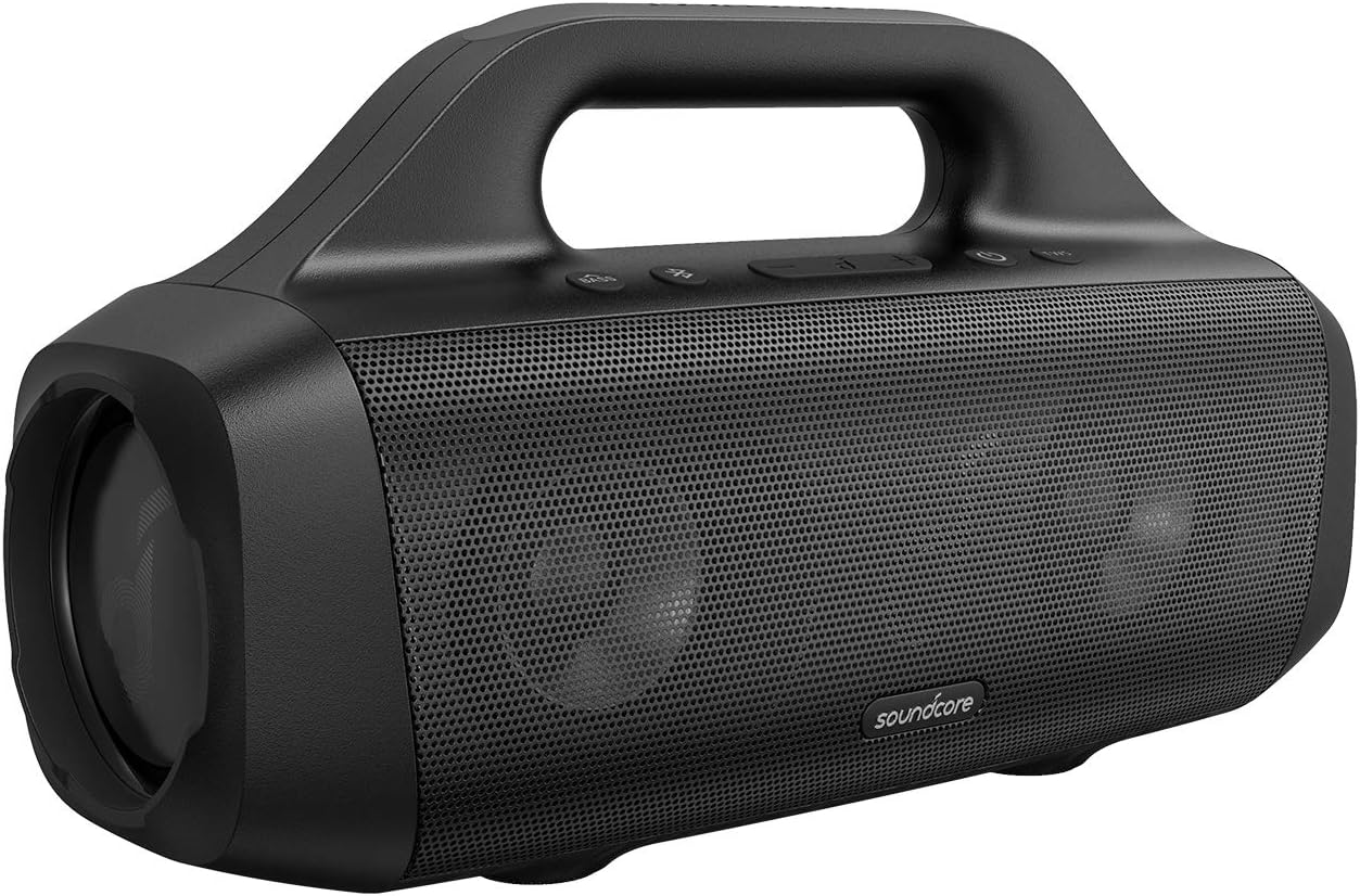 Soundcore Anker Motion Boom Waterproof Bluetooth Speaker with Titanium Drivers, BassUp Technology, IPX7, 24H Playtime, App, Built-in Handle