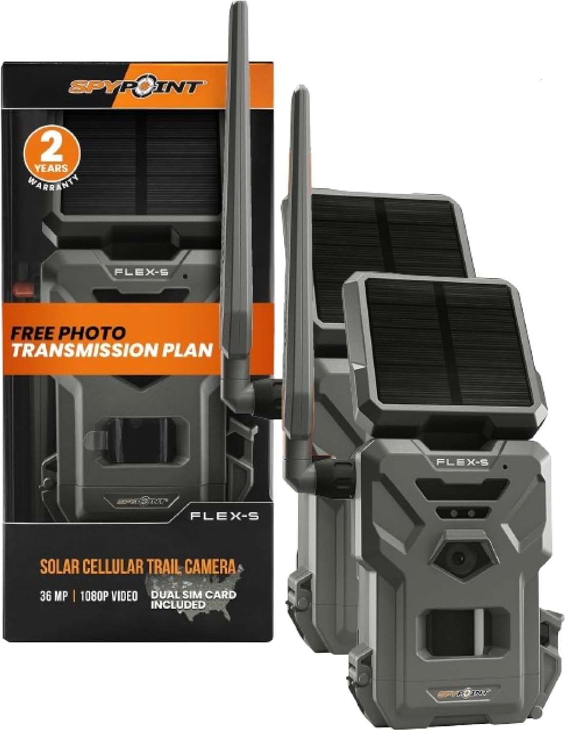 SPYPOINT Flex-S Solar Cellular Hunting Trail Camera (2pk)