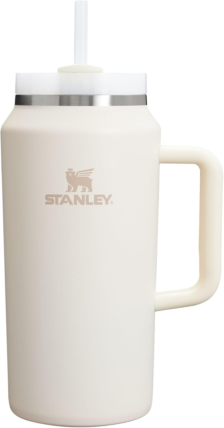 STANLEY Quencher H2.0 Tumbler with Handle & Straw 64 oz, Flowstate 3-Position Lid Insulated Stainless Steel Cup, BPA-Free – Cream 2.0