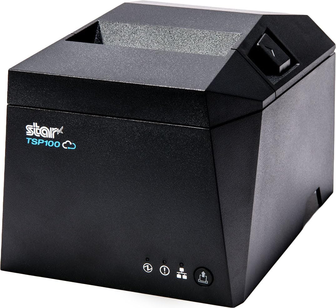 Star Micronics TSP143IVUW Wi-Fi (WLAN)/USB-C/Ethernet (LAN) Thermal Receipt Printer with CloudPRNT, Cutter, and Internal Power Supply – Gray