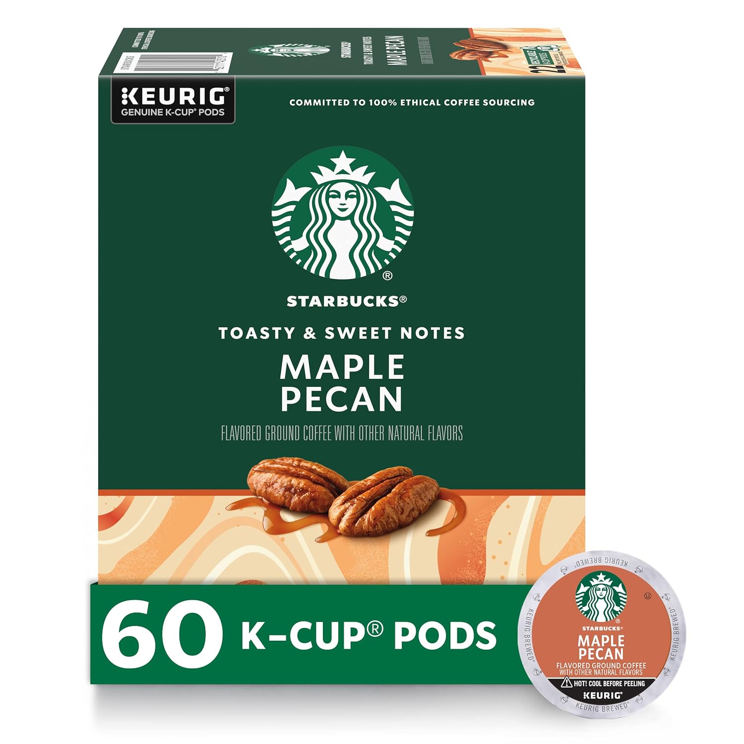 Starbucks Coffee K-Cup Pods—Maple Pecan Flavored Coffee—Naturally Flavored— Arabica—6 boxes (60 pods total)