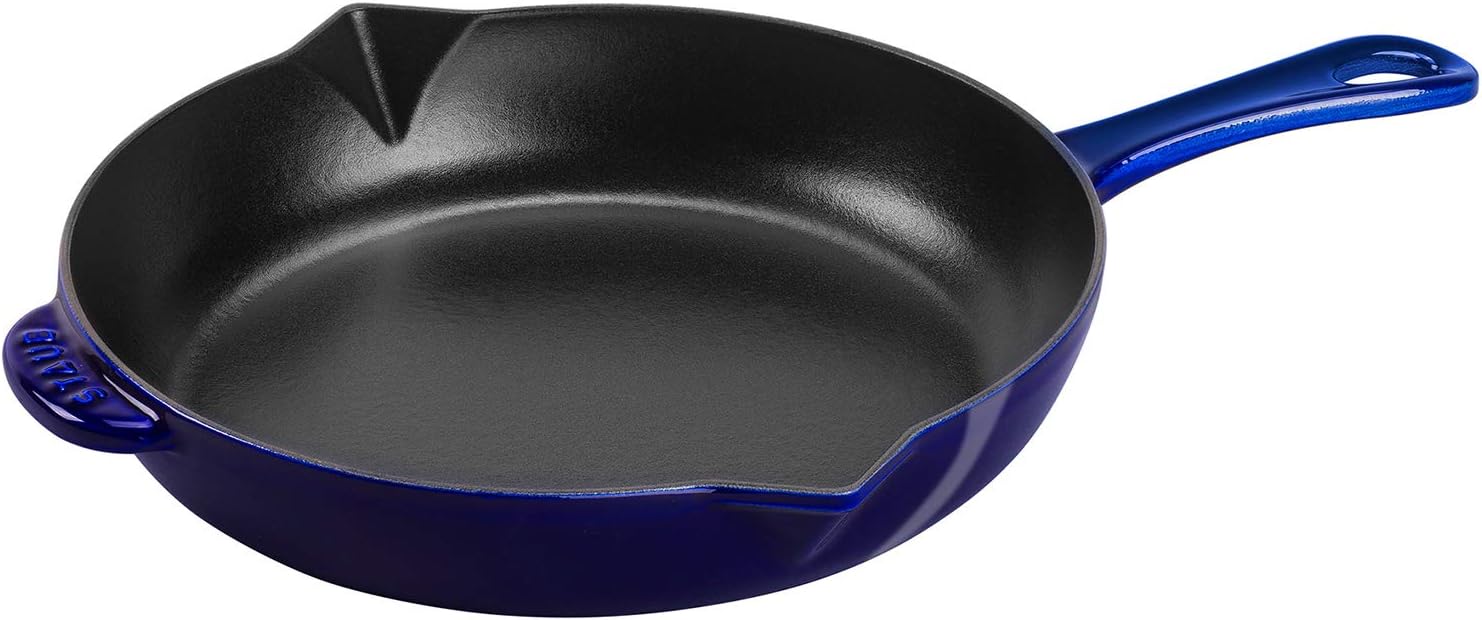 Staub Cast Iron 10-inch Fry Pan – Dark Blue, Made in France