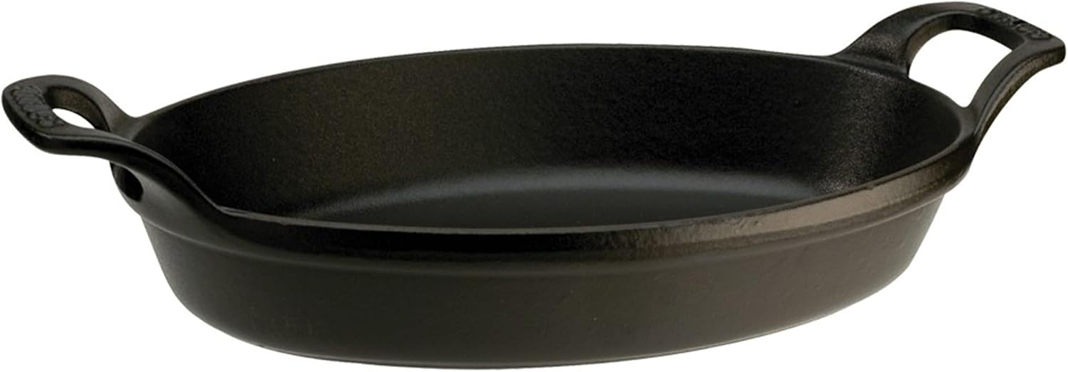 Staub Cast Iron 11-inch x 8-inch Oval Baking Dish – Matte Black, Made in France
