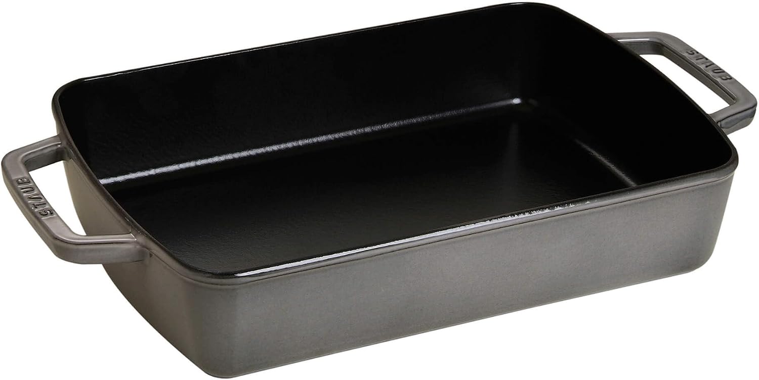 Staub Cast Iron 12-inch x 8-inch Roasting Pan – Graphite Grey, Made in France