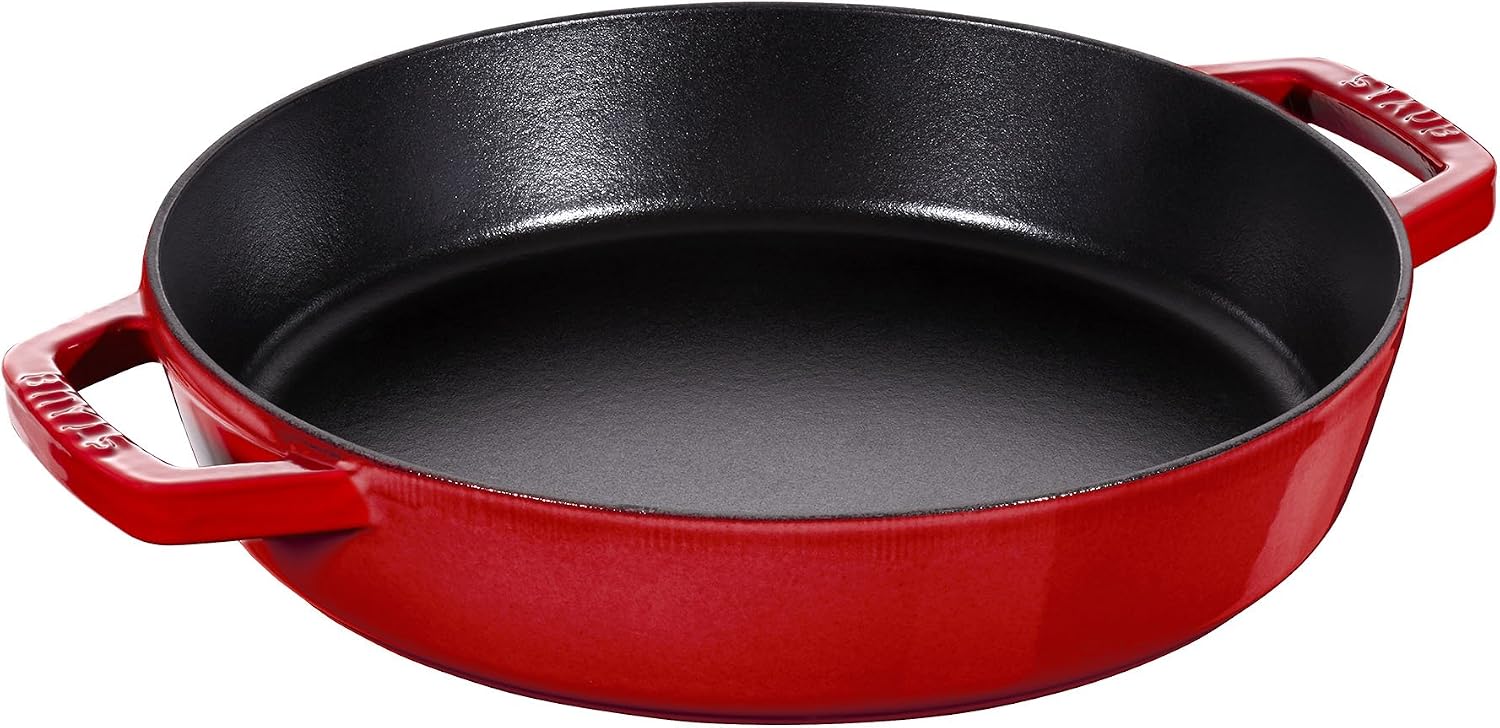 Staub Cast Iron 13-inch Double Handle Fry Pan – Cherry, Made in France