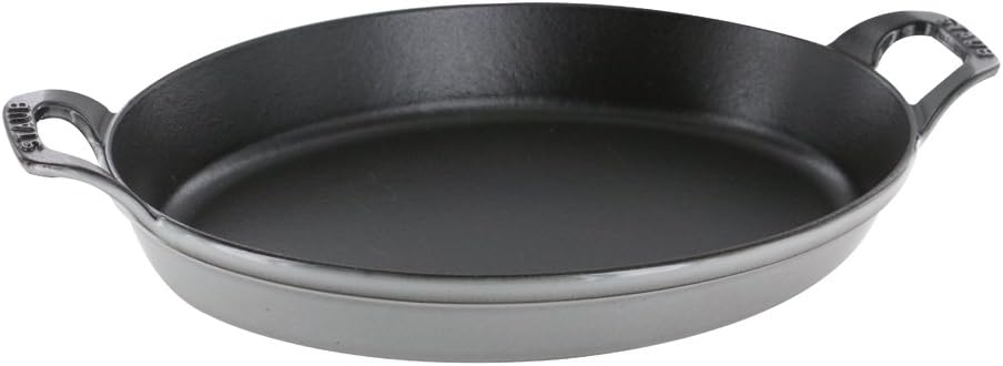 Staub Cast Iron 14.5-inch X 11.2-inch Oval Baking Dish – Graphite Grey, Made in France