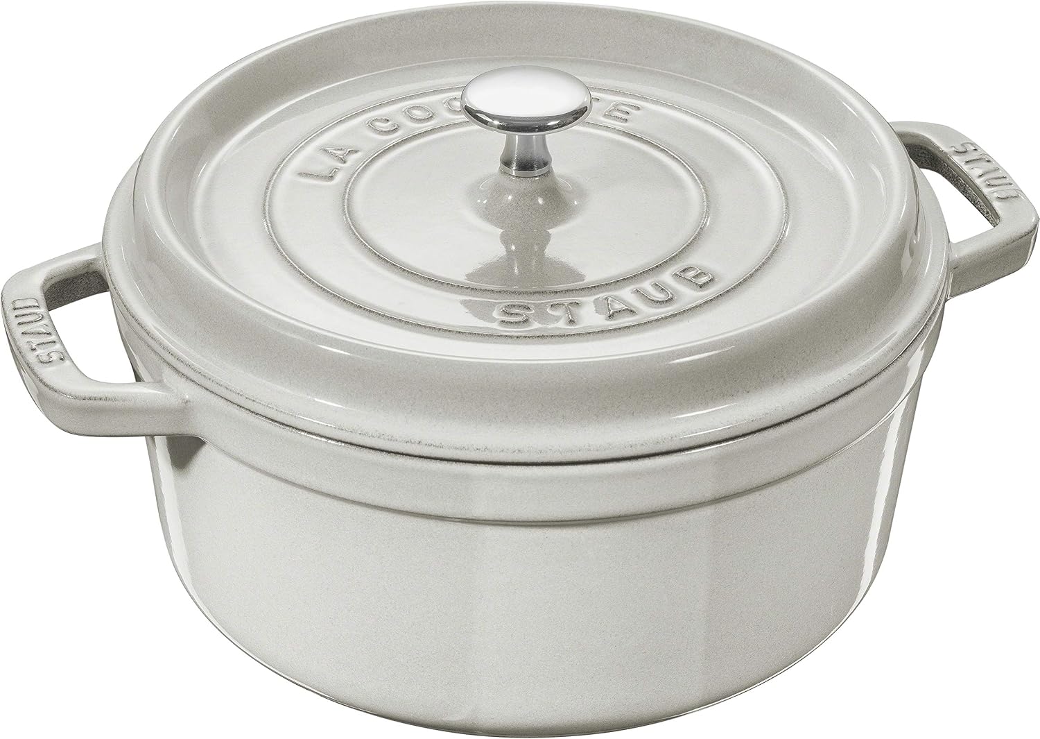 Staub Cast Iron 2.75-qt Round Cocotte – White Truffle, Made in France