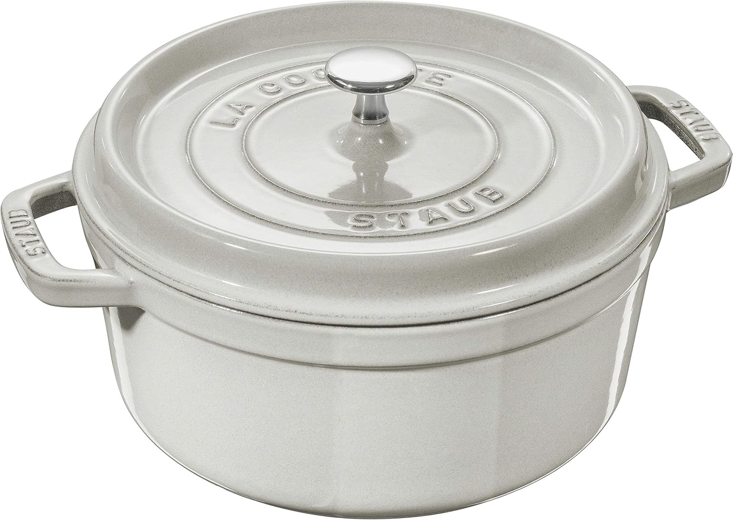 Staub Cast Iron 5.5-qt Round Cocotte – White Truffle, Made in France