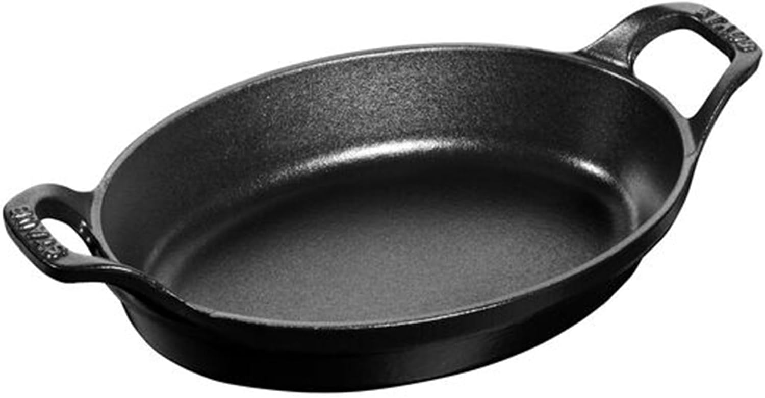 Staub Cast Iron 9.5-inch x 6.75-inch Oval Baking Dish – Matte Black, Made in France