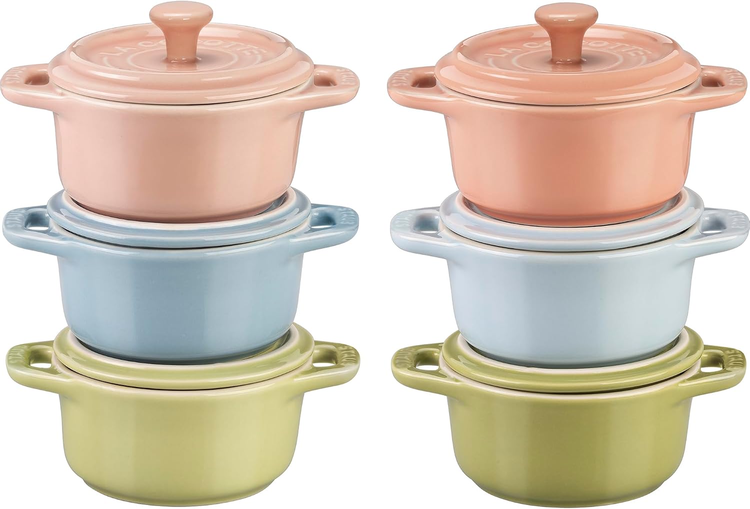 STAUB Ceramic 6-pc Mini Round Cocotte Set – Macaron Pastel Colors