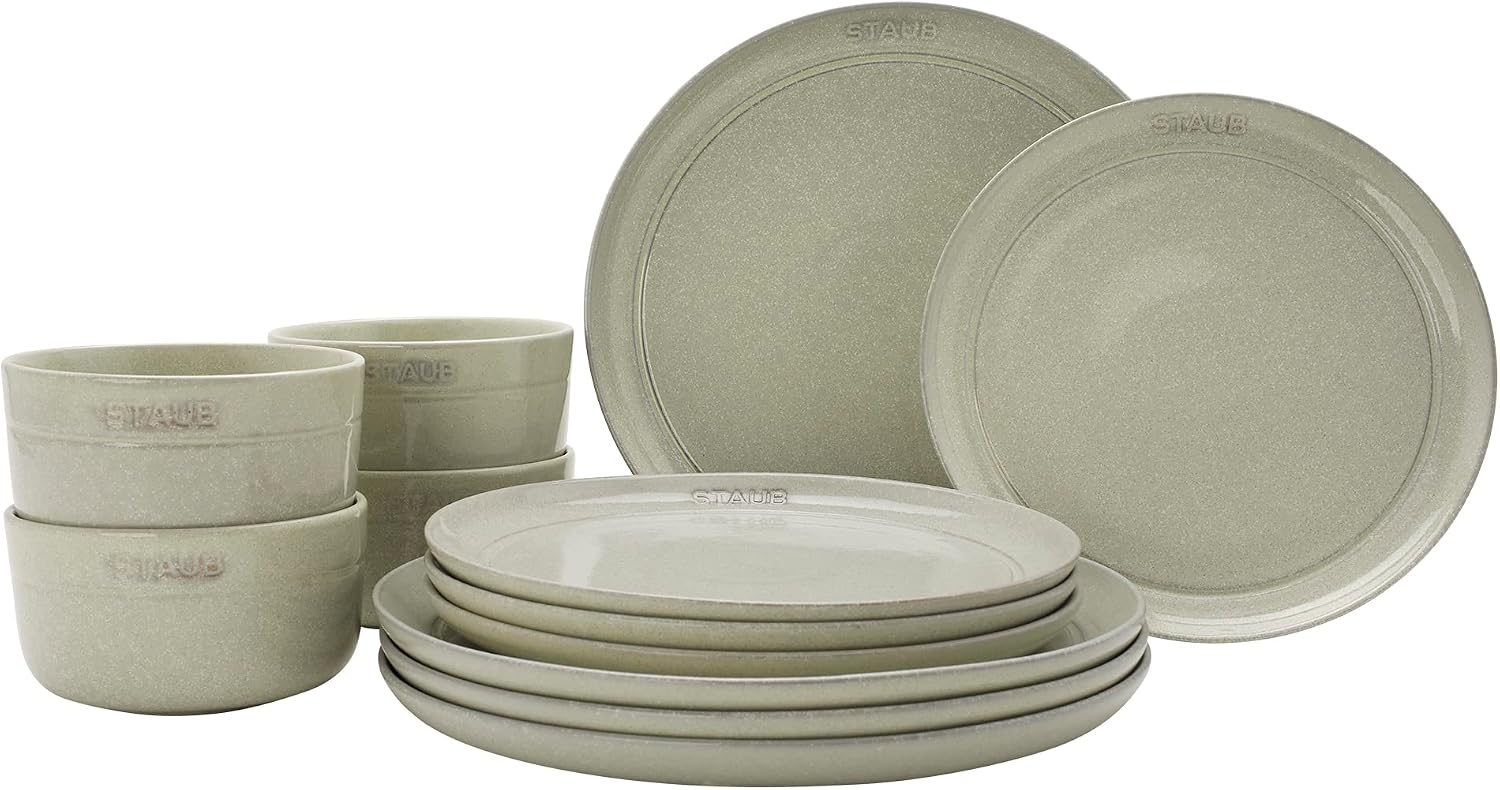 Staub Ceramic Dinnerware 12-pc Set – White Truffle