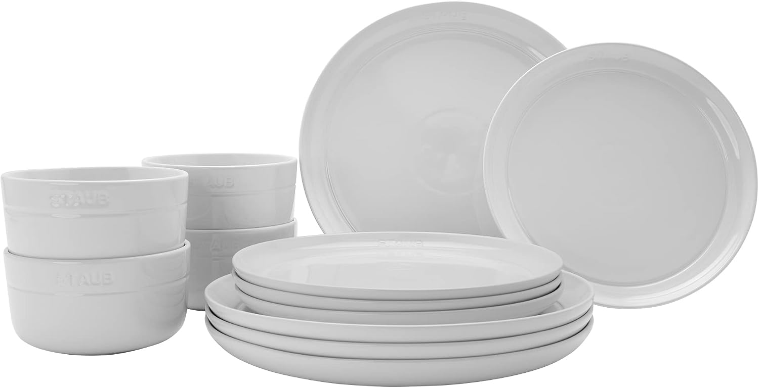 Staub Ceramic Dinnerware 12-pc Set – White