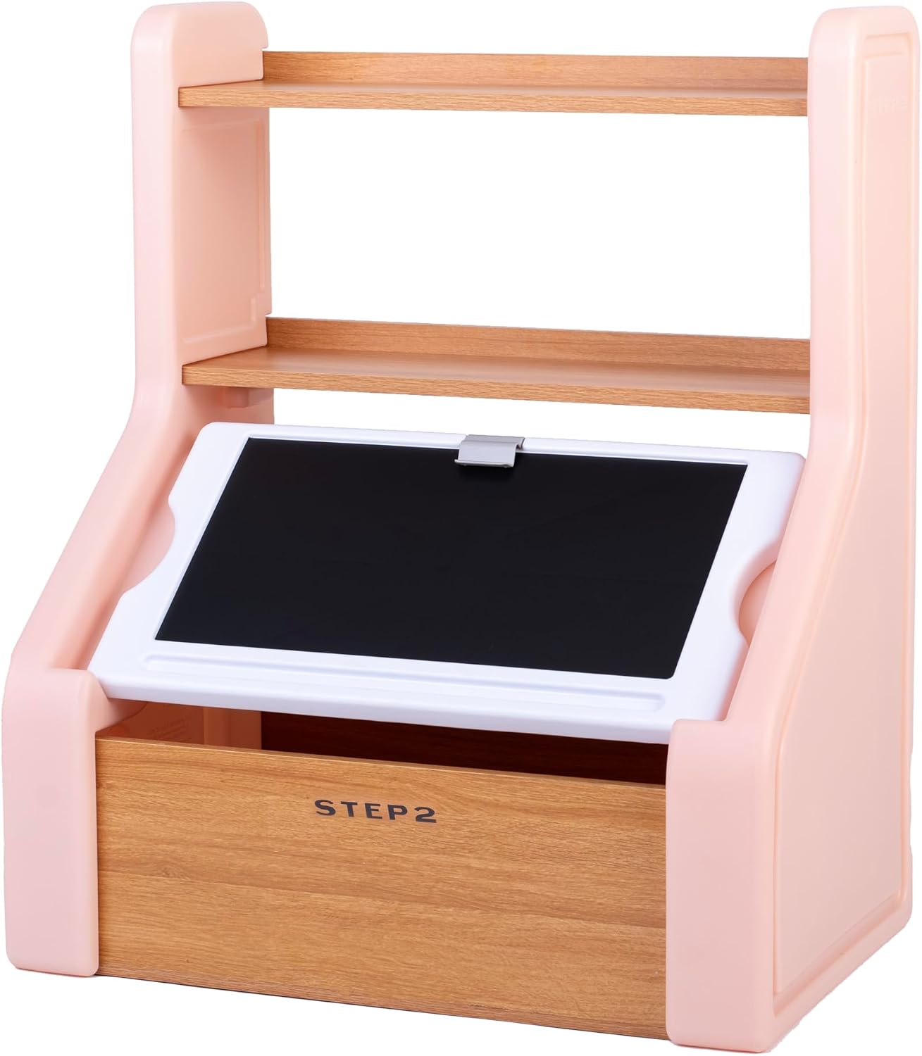 Step2 Harmony Toy Storage Box with Chalkboard Lid, Easel & Toy Organizer in One, Made of Durable Plastic, Rose Pink