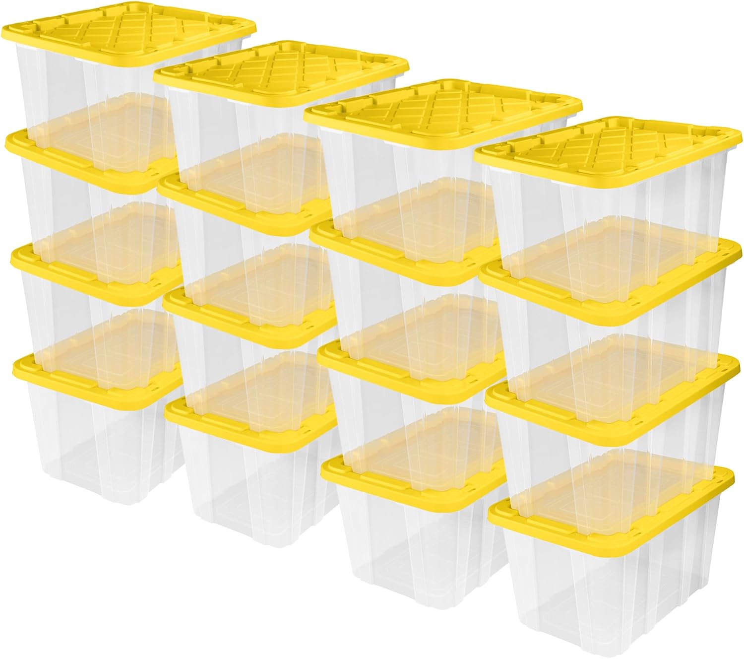 Sterilite 16 Pack Industrial Storage Box with Comfort Carrying Handles, 27 Gal, Yellow